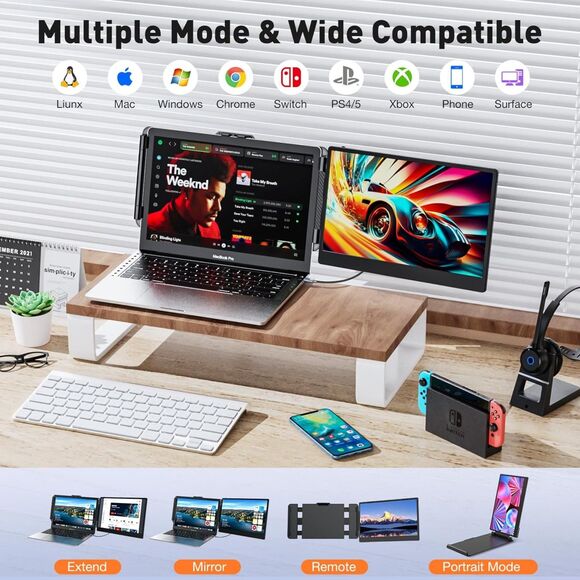 Laptop Screen Extender Portable - 14 Inch Dual Laptop Monitor Extender S1 (1644) - Picture 1 of 6